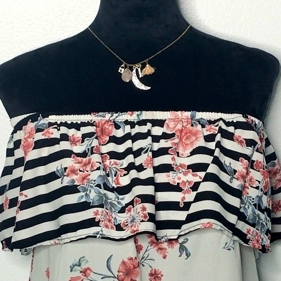 A’GACI Off The Shoulder Pink Floral Top - Picture 1 of 6